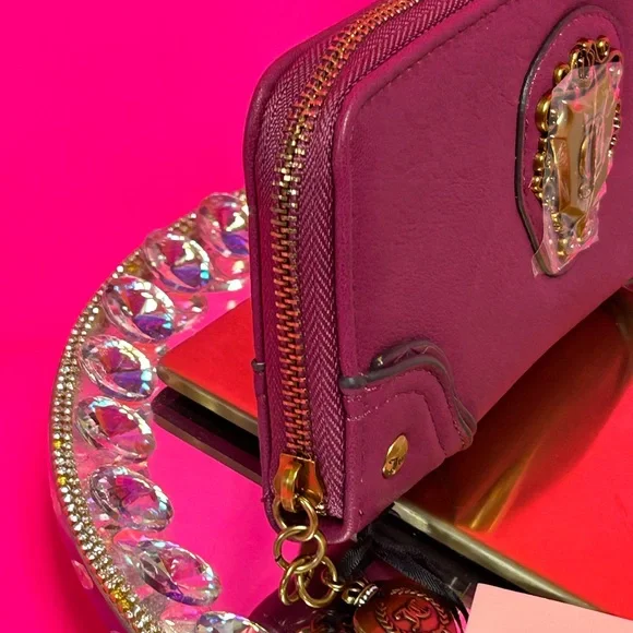Juicy Couture Plum Zip-Around Wallet with Gold Hardware Approx. 8 x 4 - Picture 4 of 17